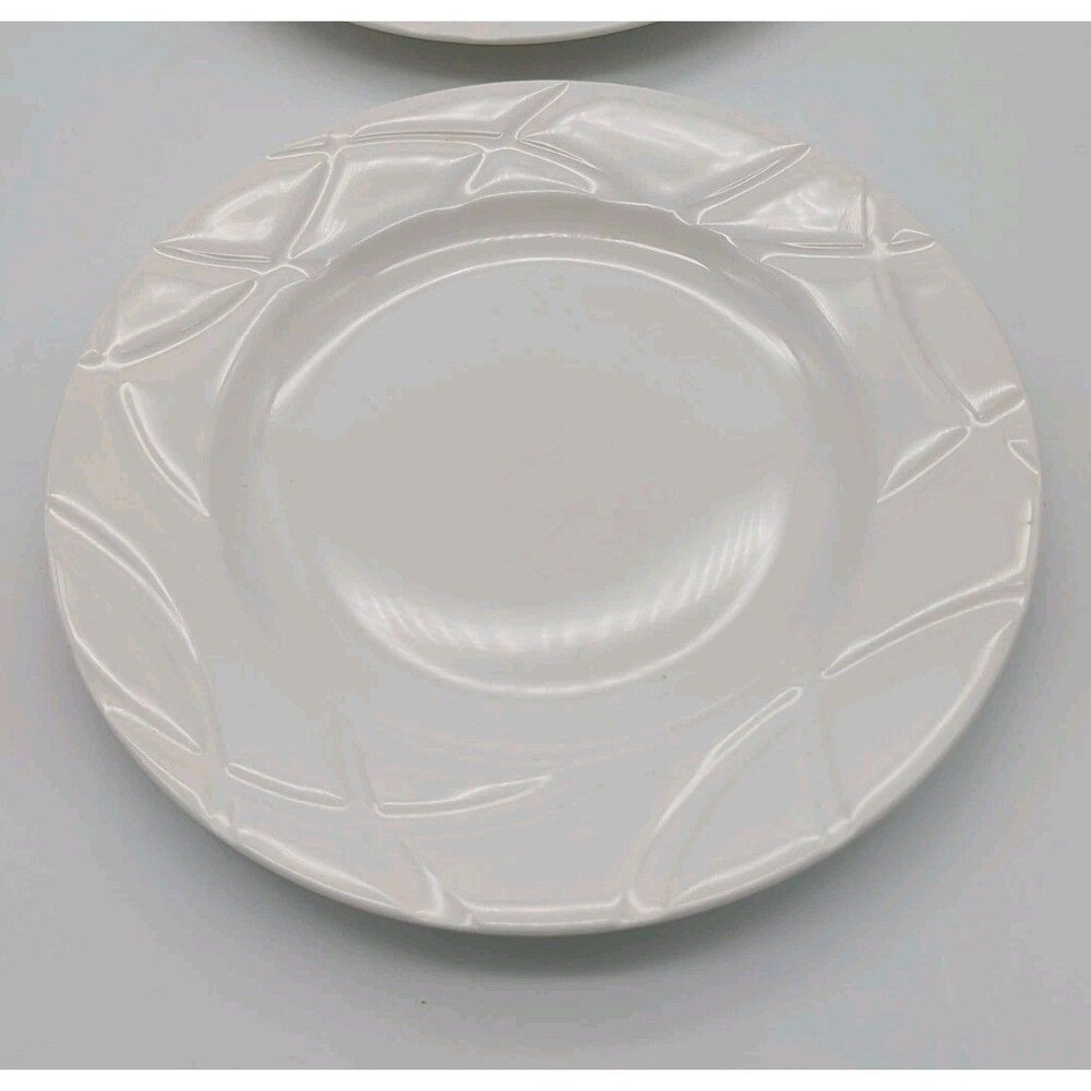 2 Lenox VIBE Salad Plate(s) White Incised Swirling Grooves